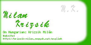 milan krizsik business card